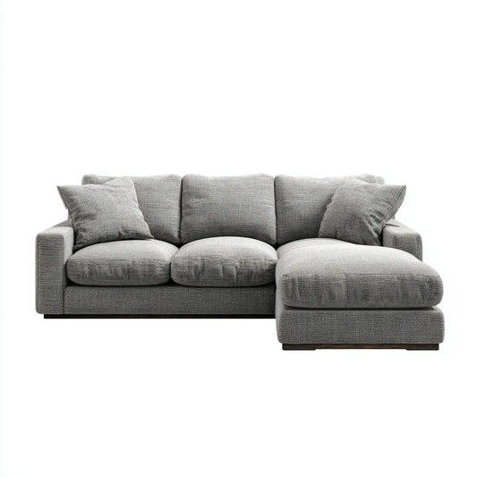 Sofa, Rożna sofa 3 miejsca szary z siekierą w prawo 260 x 160 x 85 cm w kształcie poliestru L