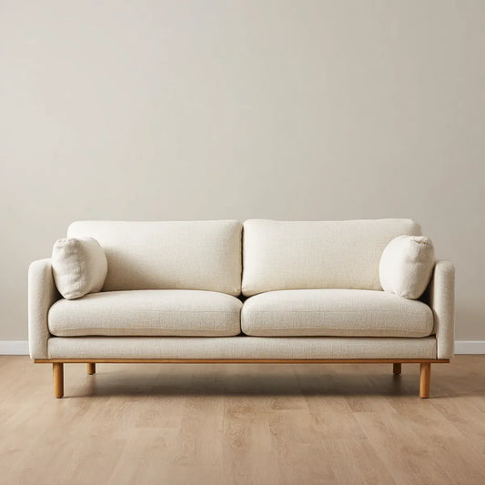 Sofa 3 beżowe fotele 200 x 90 x 84 cm poliestrowa powłoka prostokątna